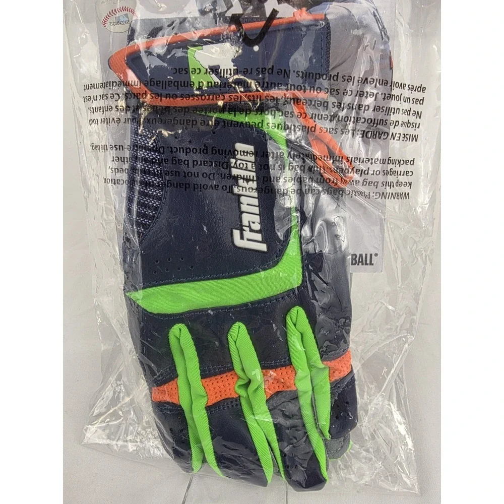 Franklin Shok-Sorb Neo Youth Baseball Batting Gloves RTLFT Size M Gray Navy Lime